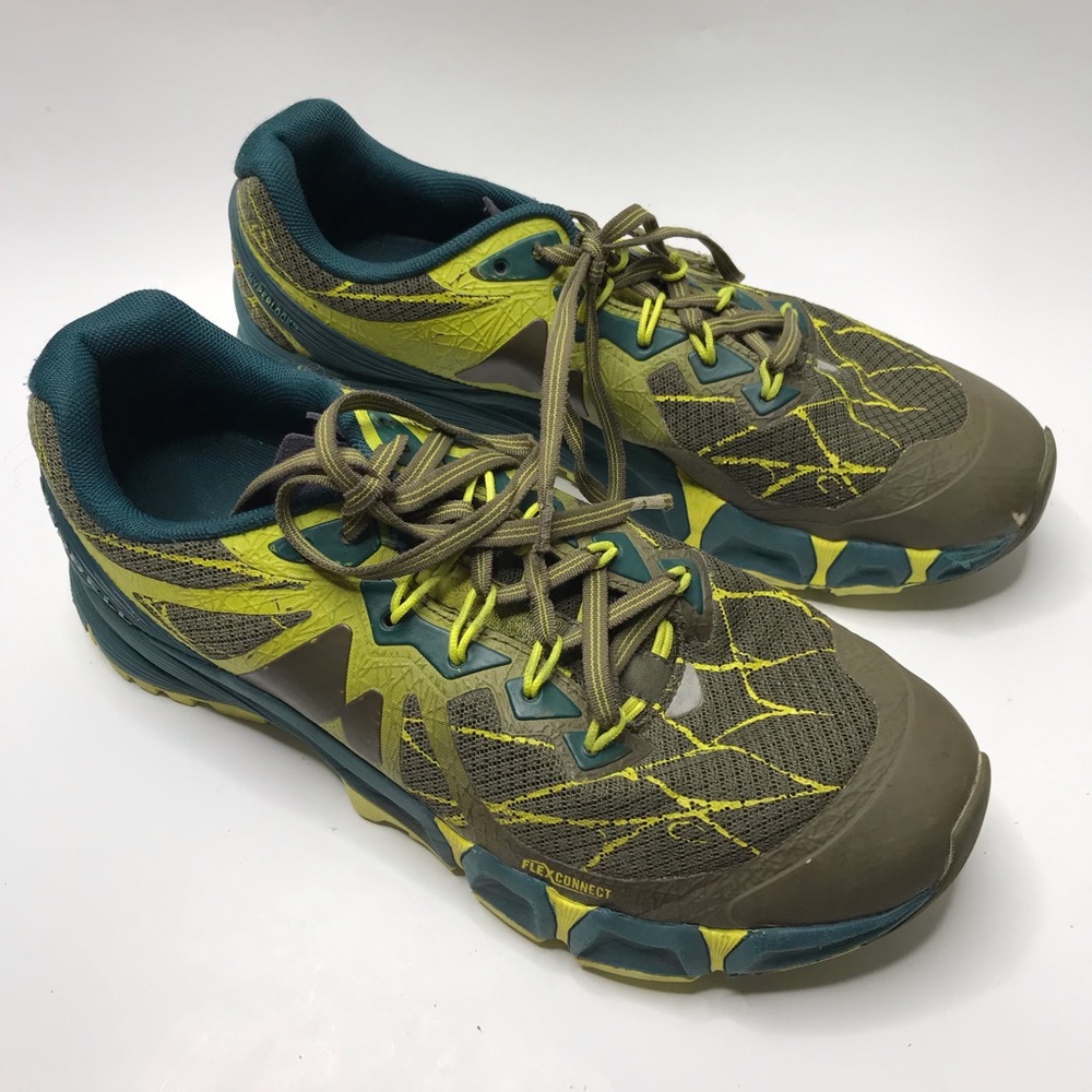 Merrell Men's Olive Green and Teal Trail Athletic Shoes